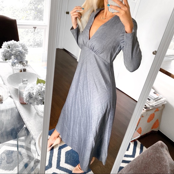☑️ ZARA GREY HERRINGBONE LONG SLEEVE MAXI DRESS! - Picture 3 of 9